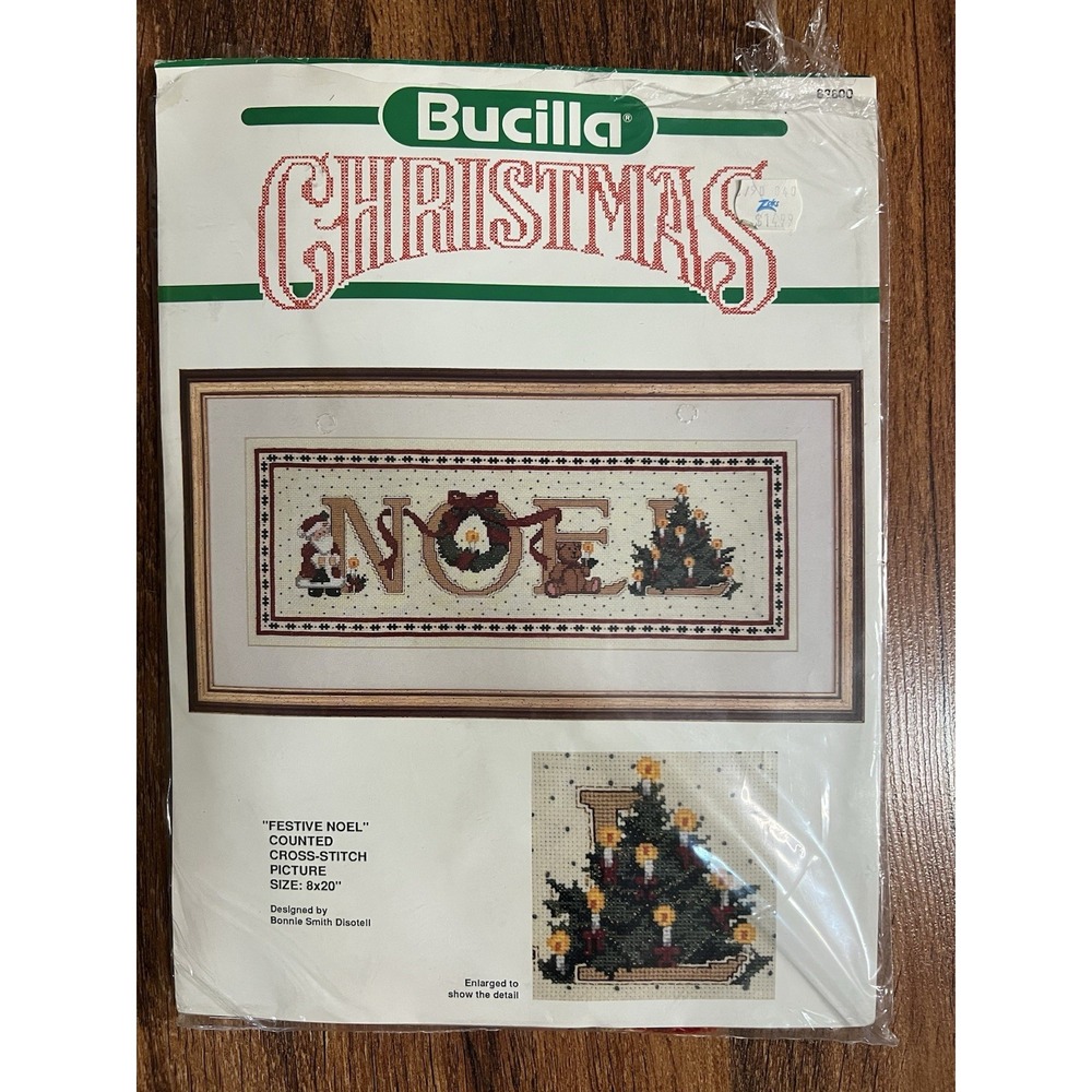 1991 Bucilla Christmas FESTIVE NOEL Counted Cross Stitch #82600 ***Opened/Intact